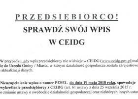 Informacja dla Przedsiębiorców