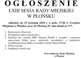 LXIII sesja Rady Miejskiej w Płońsku