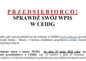 Przedsiębiorco! sprawdź swój wpis w CEIDG