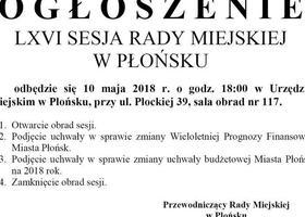 LXVI Sesja Rady Miejskiej w Płońsku 