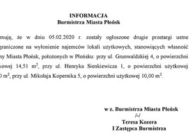 Informacja o przetargach 