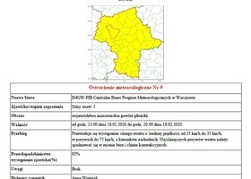 Ostrzeżenie meteorologiczne nr 9