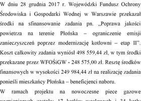 Poprawa jakości powietrza na terenie Płońska 